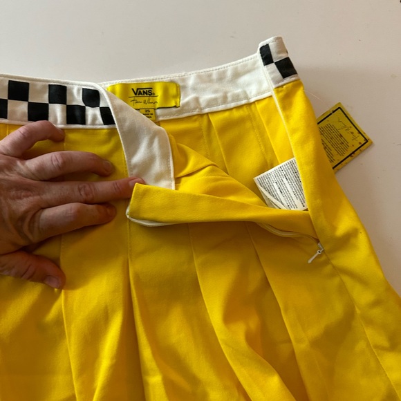 Vans X Tierra Whack Yellow Pleated Black/White Checkered High Rise Skirt NWT 25 - Picture 11 of 16